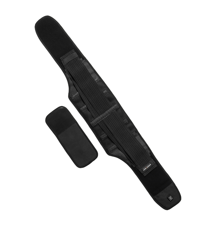 Warm clothing from NordicHeat consisting of a black belt with Velcro closure and a heating element, designed for comfort and warmth.